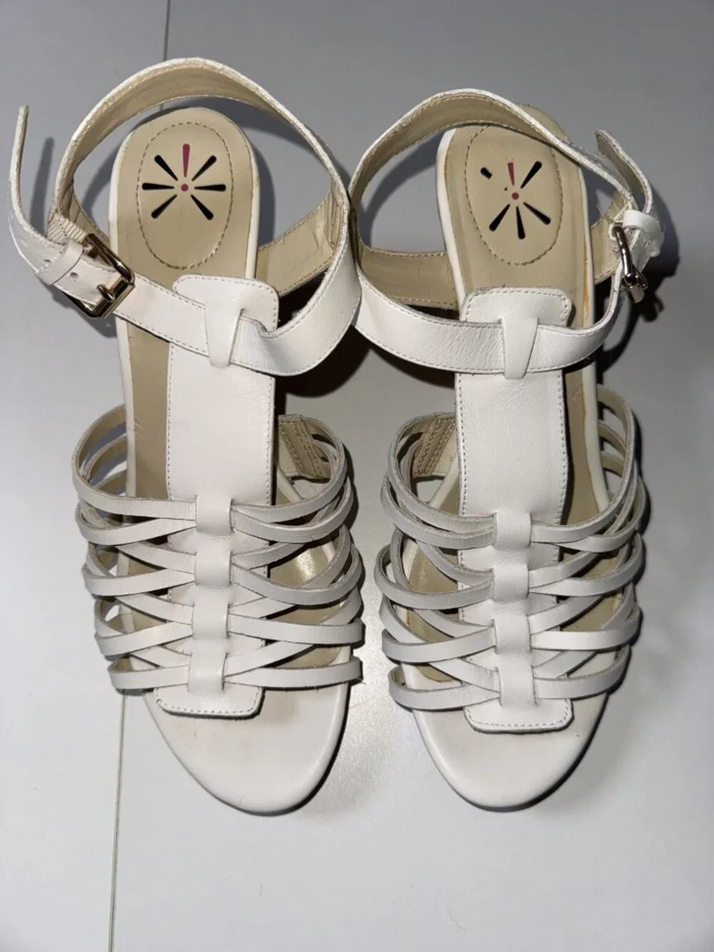 Leedia strappy sandals (Natural Multi LL) - White/Cream - Size 7.5 M